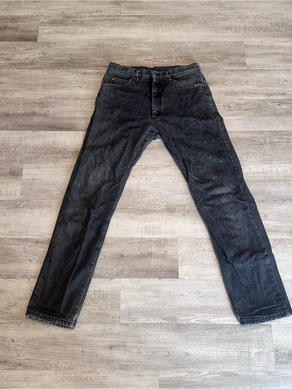 L.L Bean Union Made Vintage Flannel Lined Black Jeans 34x34